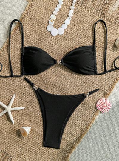 Bikini Mini Triangolo Sexy Set Perizoma Micro Costume da Bagno Monocolore Costume da Bagno Donna Biquini Fasciatura Abbigliamento da Spiaggia Costumi da Bagno Perizoma Bikini