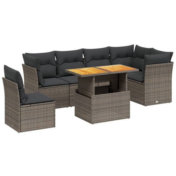 VidaXL Garden Lounge Set with Cushions 7 Pcs, Patio Sofas, Patio Furniture Set, Outdoor Furniture, Grey 3270857