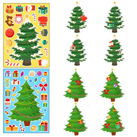 6 Blätter/Set Weihnachtsbaum Geschenk Kuchen Schleife Muster Aufkleber Selbstklebende Anti-verblassen Kinder DIY Weihnachten Puzzle Aufkleber