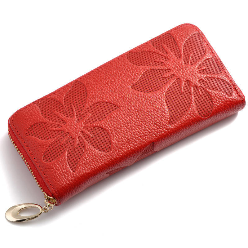 Women's Wallet Long Handbag Leather Wallet Coin Purse Square Bag Zippered Bag Wallet