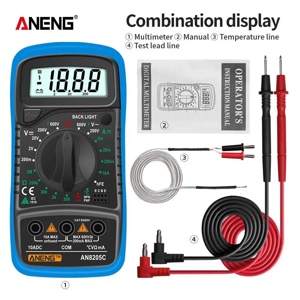 ANENG AN8205C Multimetro Tester Meter With Volt Ohm Digital Multimeter AC/DC Ammeter Thermocouple LCD Backlight Portable