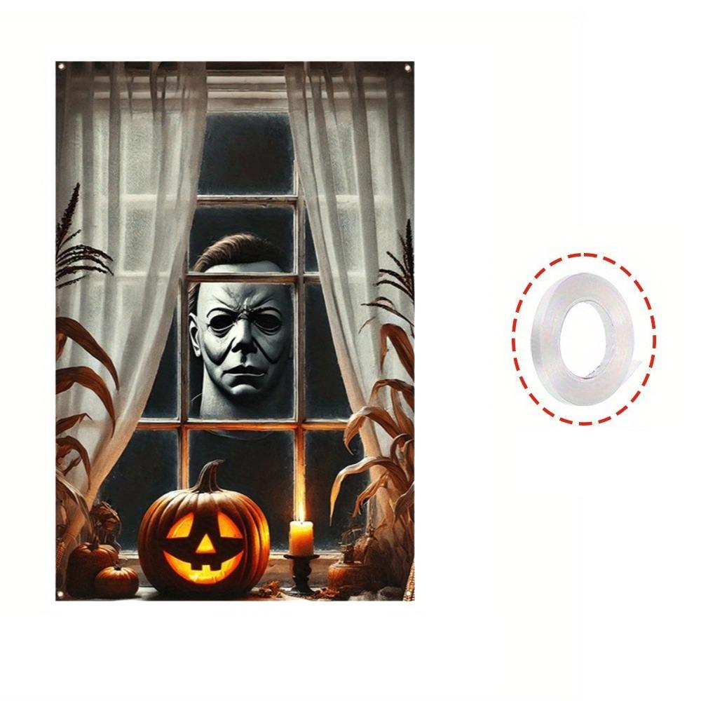 Blood Ghost Pattern Halloween Window Cover Banner Ghost Door Cover Backdrop Haunted House