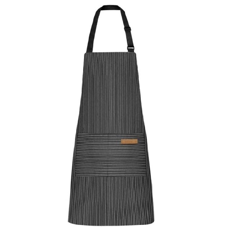 Polyester Striped Apron Adjustable Neck Tie with Two Front Pockets For Gardening Cooking Restaurant Work And Home Chores