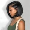 African Wig Female Side Part Bobo Short Straight Hair European And American Fashion Black Short Hair High Temperature Silk Full Headgear