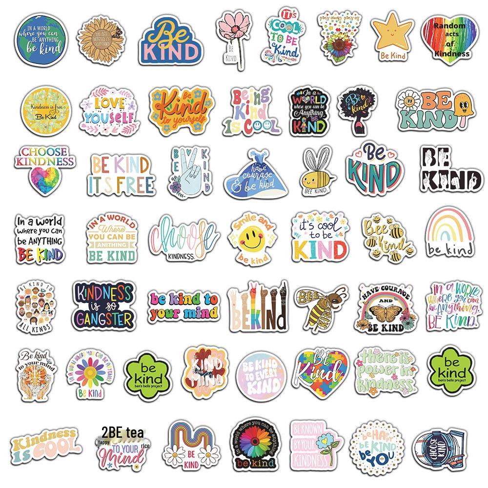 50-Piece Be Kind Friendly Personality Sticker Set for DIY Phone Cases & Notebooks