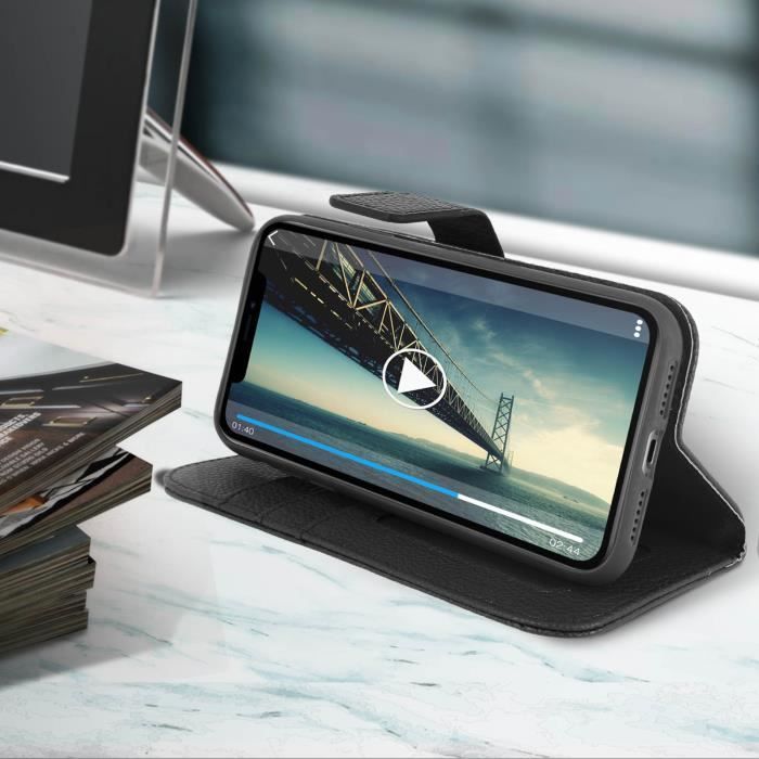 Folio Case - AVIZAR - iPhone 11 - Silicone Gel - Black - Video Stand