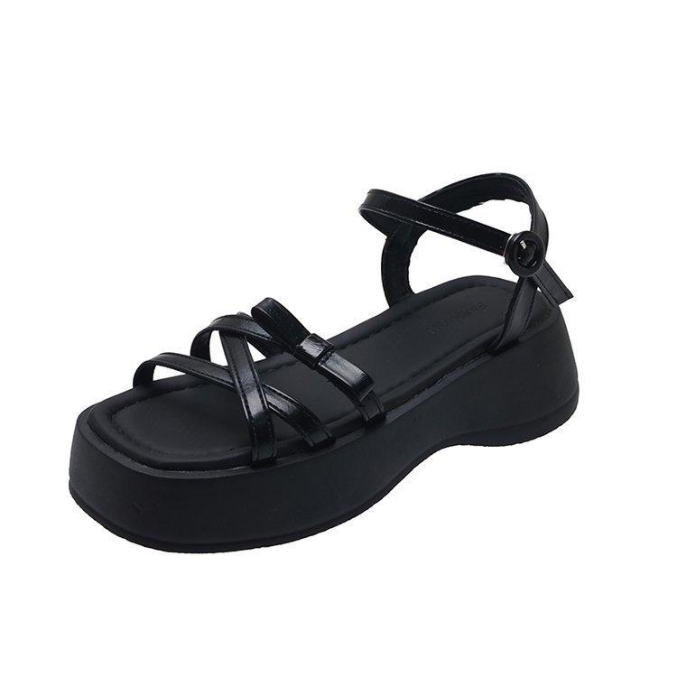 Beautiful Thick-soled High-heeled Sandals for Women's Summer Wear, Exquisite 2024 New Muffin Bottom Slope Heel Fairy Women's Sandals