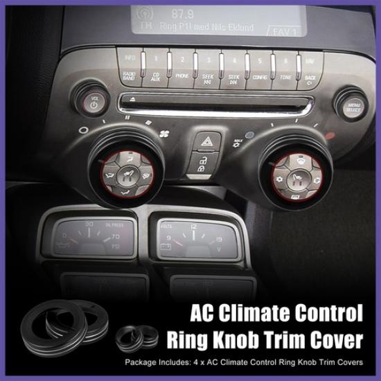 4 pcs Black Aluminum Alloy Center Control Ring Knob Cover for Chevrolet Camaro