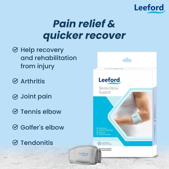 Leeford Polyurethane Tennis Elbow Support Brace Band For Pain Relief (S)-Elbow Support, Adjustable With Compression Pad, Ideal For Men&Women