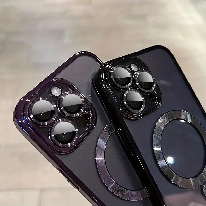 Luxusní magnetické pokovování transparentní pouzdro na telefon s bezdrátovým nabíjením pro iPhone 11 12 13 14 15 Pro Max Plus nárazník silikonový měkký kryt