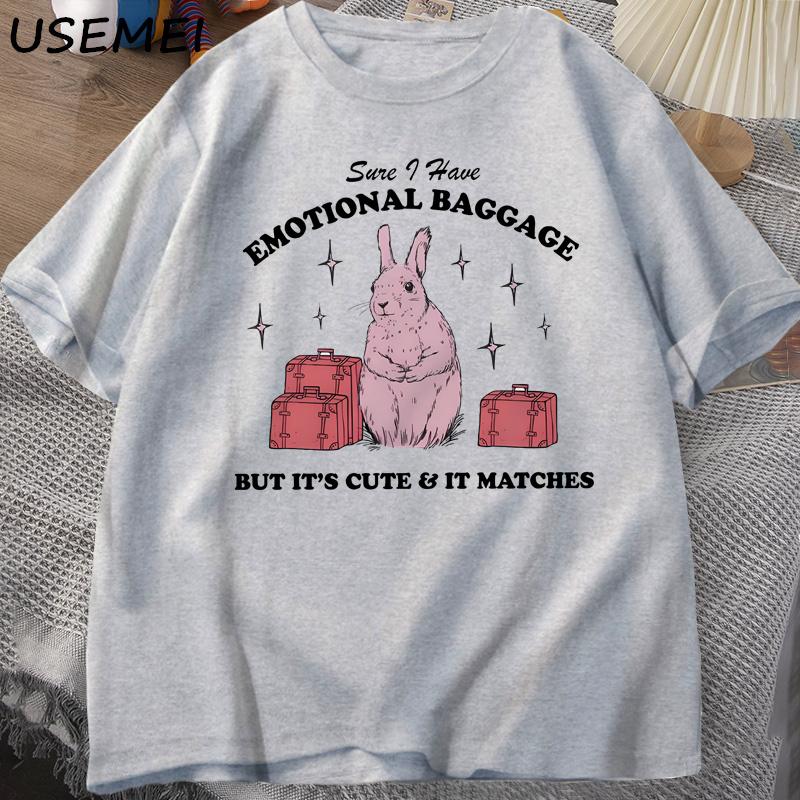 2026 Sure I Have Emotional Baggage Funny Unisextal Health T Shirts Women Unisex Comfortable and Loose Unisexs and Womens Tshirts