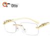 Cheetah Frameless Square Sunglasses Unisex Retro Leopard Metal Design