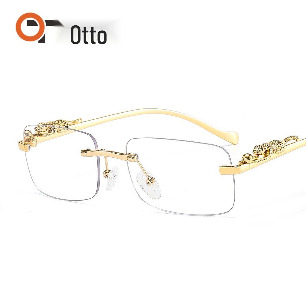 Cheetah Frameless Square Sunglasses Unisex Retro Leopard Metal Design