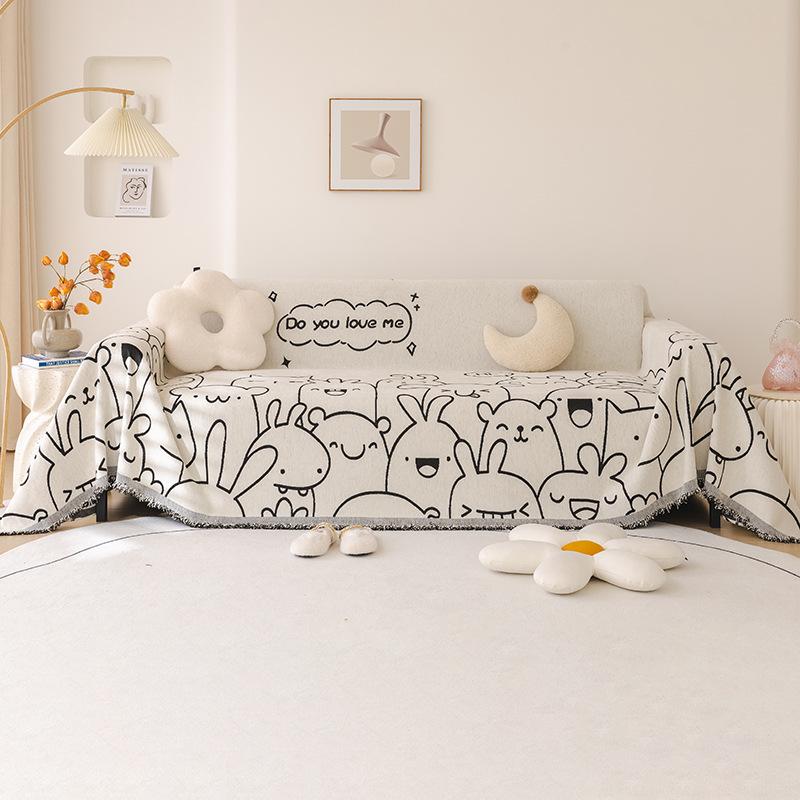Nordic Style Cartoon Chenille Sofa Towel Four Seasons Universal Dustproof Sofa Cover Sofa Cover Cloth Full Covered