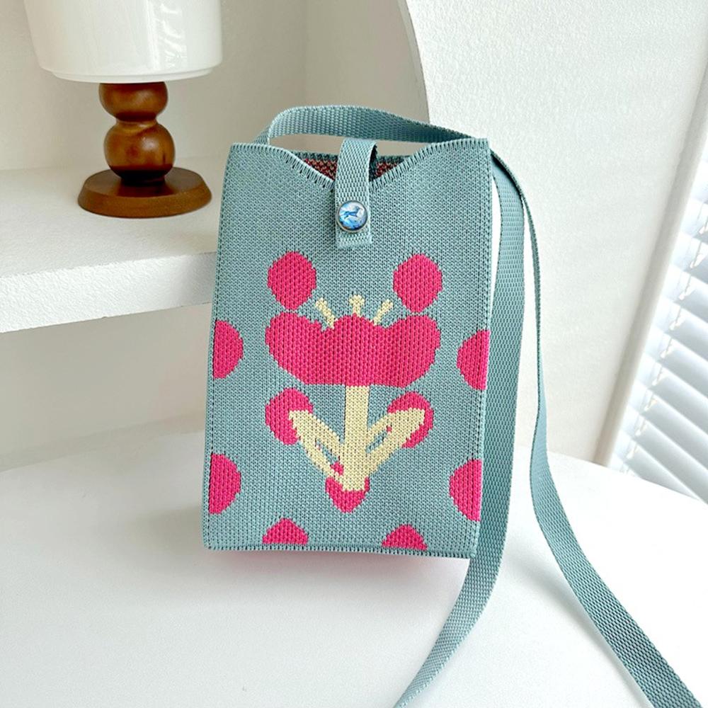 FASHION 2024 Knitted Mini Cross-Body Mobile Phone Bag Korean Versatile Student Commute Shoulder Bag Square Small Purse Handbag For Women