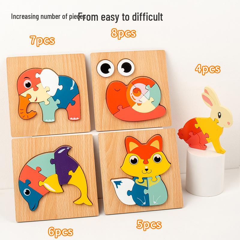 Children's 3D Wooden Animal Transportation Puzzle Set - Early Education Toy for Kindergarten Cognitive Development