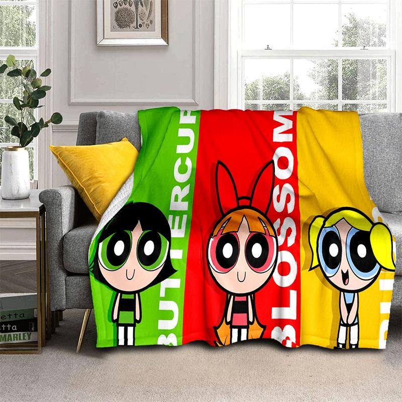 Cute P-Powerpuff Girl Cartoon Blanket,Soft Throw Blanket for Home Bedroom Bed Sofa Picnic Travel Office Rest Cover Blanket Kids
