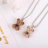 Cute Plush Velvet Bear Pendant Necklace for Women Girls Korean Fashion Bear Long Sweater Neck Chain Necklaces Collar Jewelry