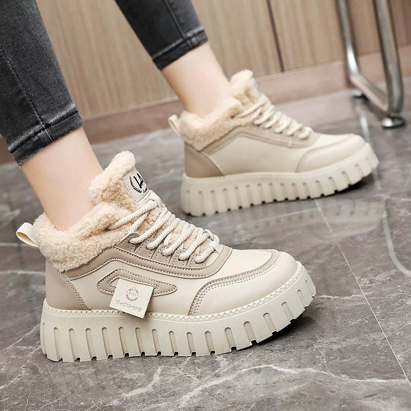 Autumn and Winter Muffin Thick-soled Warm Women's Boots Winter Thick Soled Fleece Warm Shoes Fashionable and Comfortable Casual Sneakers