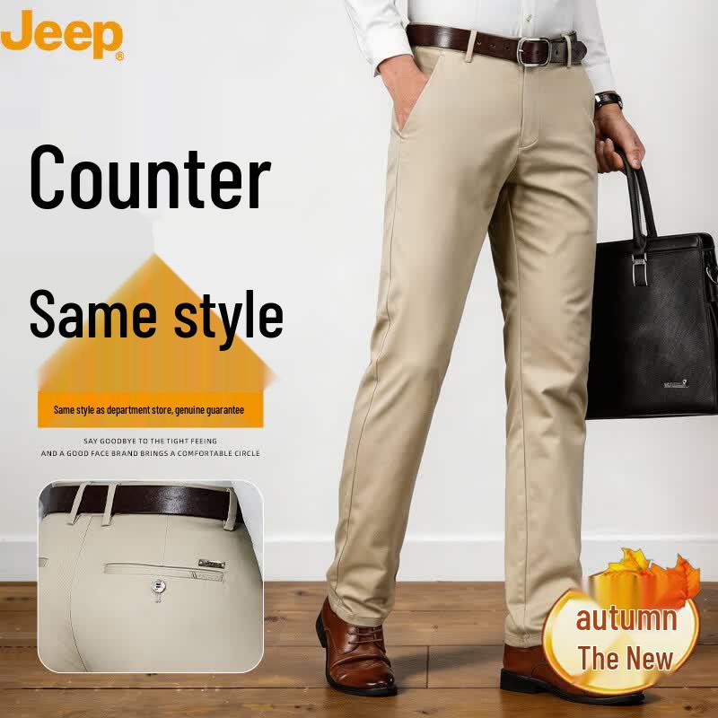 Jeep Men's Cotton Blend Casual Straight-Leg Pants