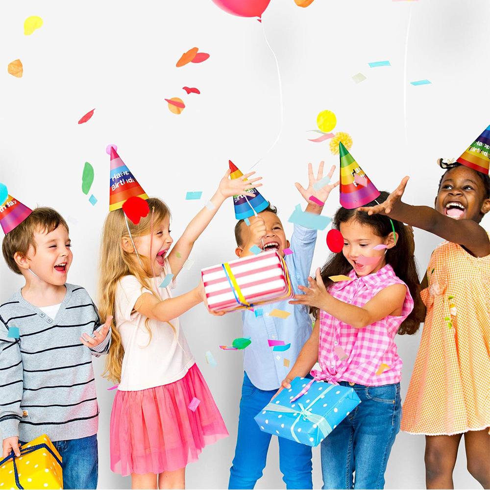 10Pcs Rainbow Birthday Party Hats Colorful Cone Paper Hats for Kids Boys Girls Adults Party Decoration