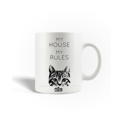 Ceramic Mug - My House My Rules - Knives Out - 30cl - White - Dishwasher Safe