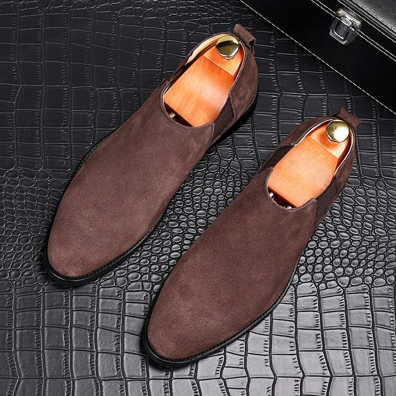 Fashion New Designer Men's Pointed Genuine Leather Slip On Flats Casual Shoes Male Penny Loafter Wedding Dress Prom Party Zapatos Hombre