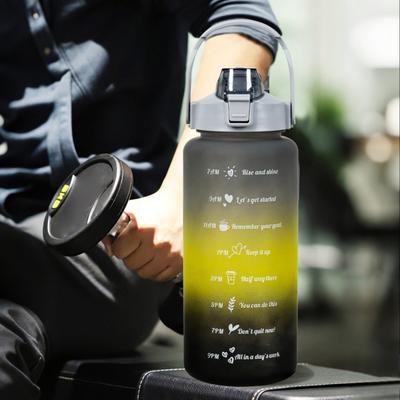 3ks silikonové láhve na vodu se slámou, nepropustný, bez BPA gradientní design 9/25/64oz opakovaně použitelná láhev na vodu s časovými značkami pro turistiku v tělocvičně