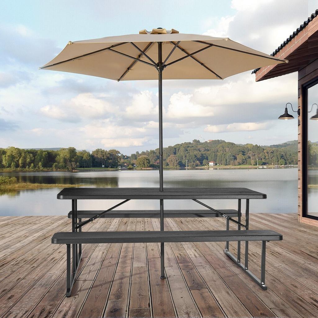 Picnic Table Foldable Steel Camping Table Chair Garden Indoor Outdoor