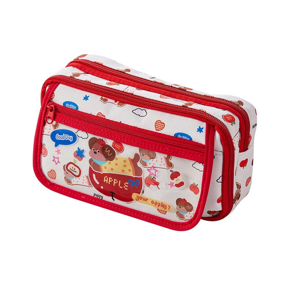 High Value Cute Puppy Pencil Case Large Capacity Multi-layer Stationery Storage Bag Pen Box School Supplies