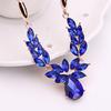 Women's Rhinestone Flower Pendant Alloy Necklace Earrings Wedding Jewelry Set