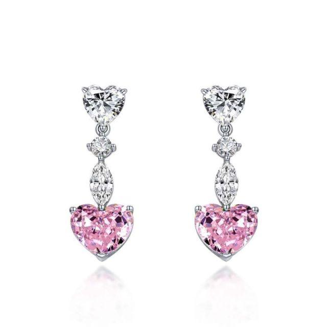 Luxury S925 Sterling Silver Drop Earrings For Women Sparkling 10*12mm Diamond Earring Female Jewelry Ladies Diamond Earring Gift
