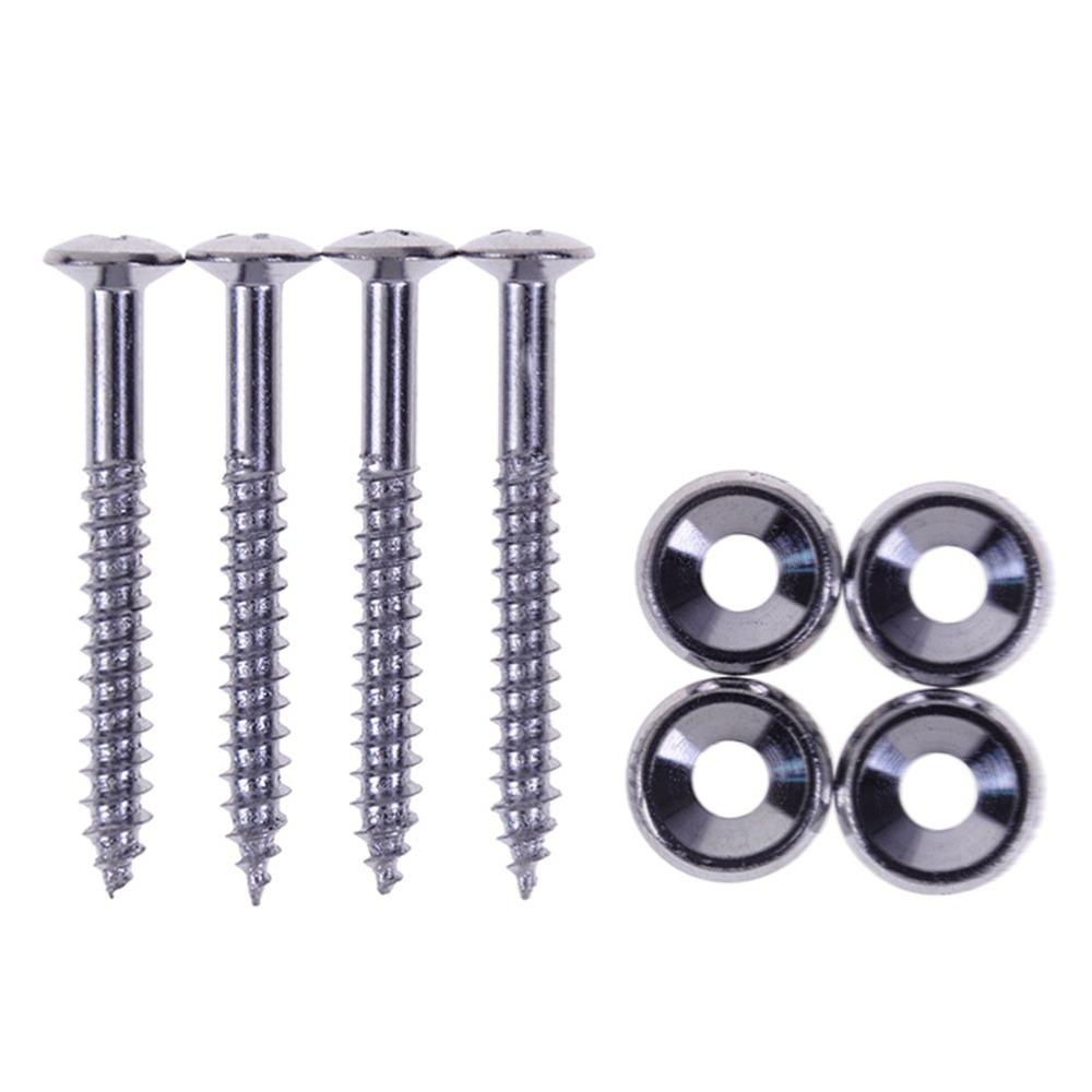 4PCS Metal Guitar Neck Mounting Screws Silver Guitar Neck Joint Ferrules Electric Guitar