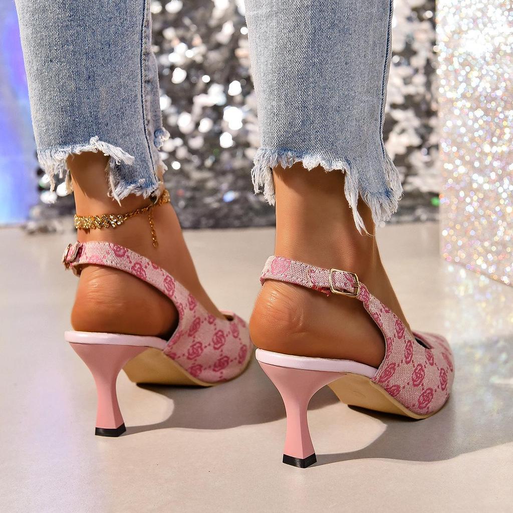 2024 Retro Frühling Spitzschuh Stiletto Peep-Toe Rückenfreie Sandalen - Damen Britische Mode Schuhe