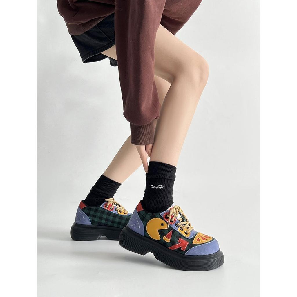 Spring and autumn new niche design color matching big head shoes women's cute board shoes versatile casual single shoes