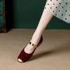 2024 Elegant Spring Woman Square Toe Lolita Kawaii Lady Barefoot Boat Gold Flats Elegant Soft Ballerina Party Mary Jane Shoes