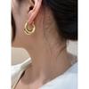 French Entry Lux Retro Fancy Ear Clip Fashion Special Interest Earrings Gold Metal Glossy Surface round Ring Earrings Earrings for Women