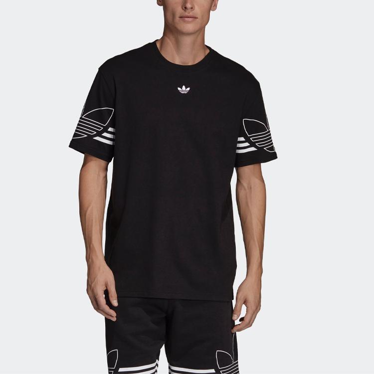 Adidas Originals Trefoil Outline Tee Men Tops Black DU8145