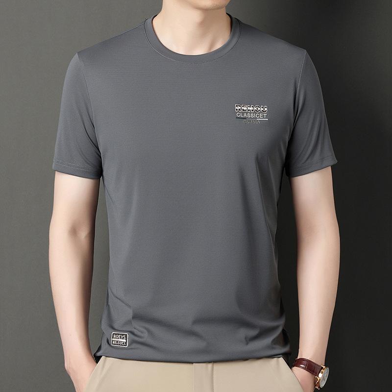 Tričko s krátkým rukávem Pánské letní tričko s kulatým výstřihem Ležérní Top Tenké elastické Minimalistické tričko s polovičním rukávem Muži