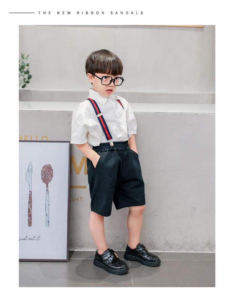 Boys' Black Leather Shoes Soft Sole, Korean-Style, for Spring/Autumn 2025 School Performance.