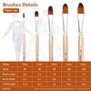 5pcs Filbert Tip Paint Brushes Set Nylon Hair Wooden Handle Artists Paintbrushes for Children Adults Beginners for Acrylic Oil Watercolor Gouache Nail