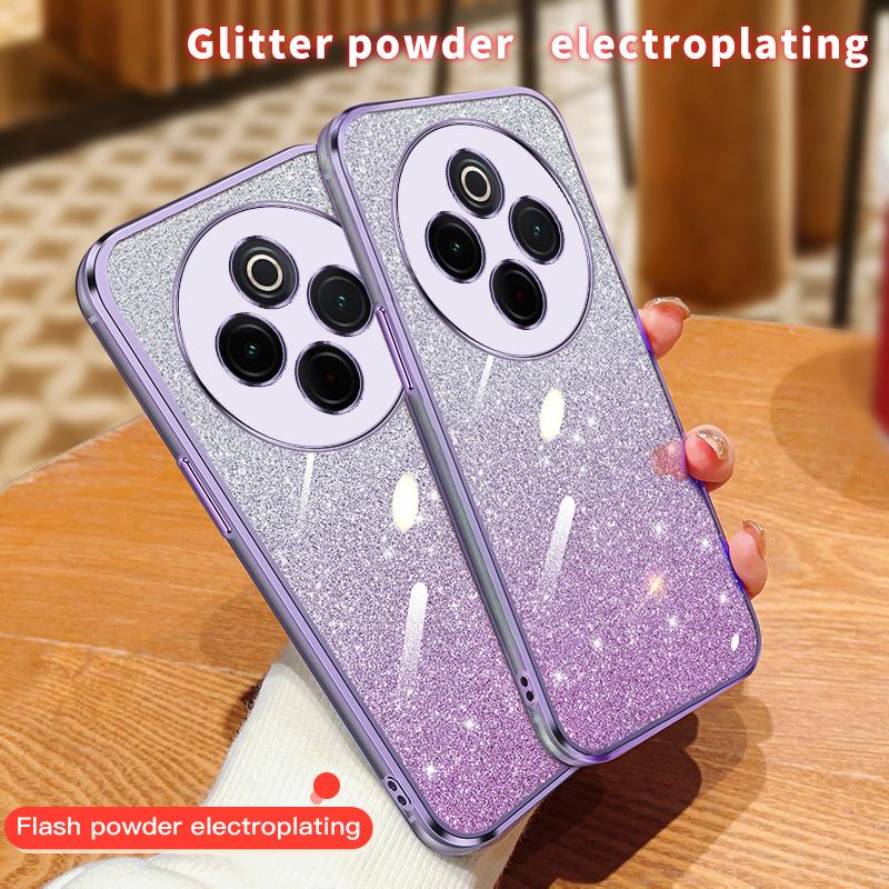 KEYSION Luxury Plating Glitter Phone Case for IQOO Z10 5G Transparent Soft TPU Shockproof Back Cover for IQOO Z10