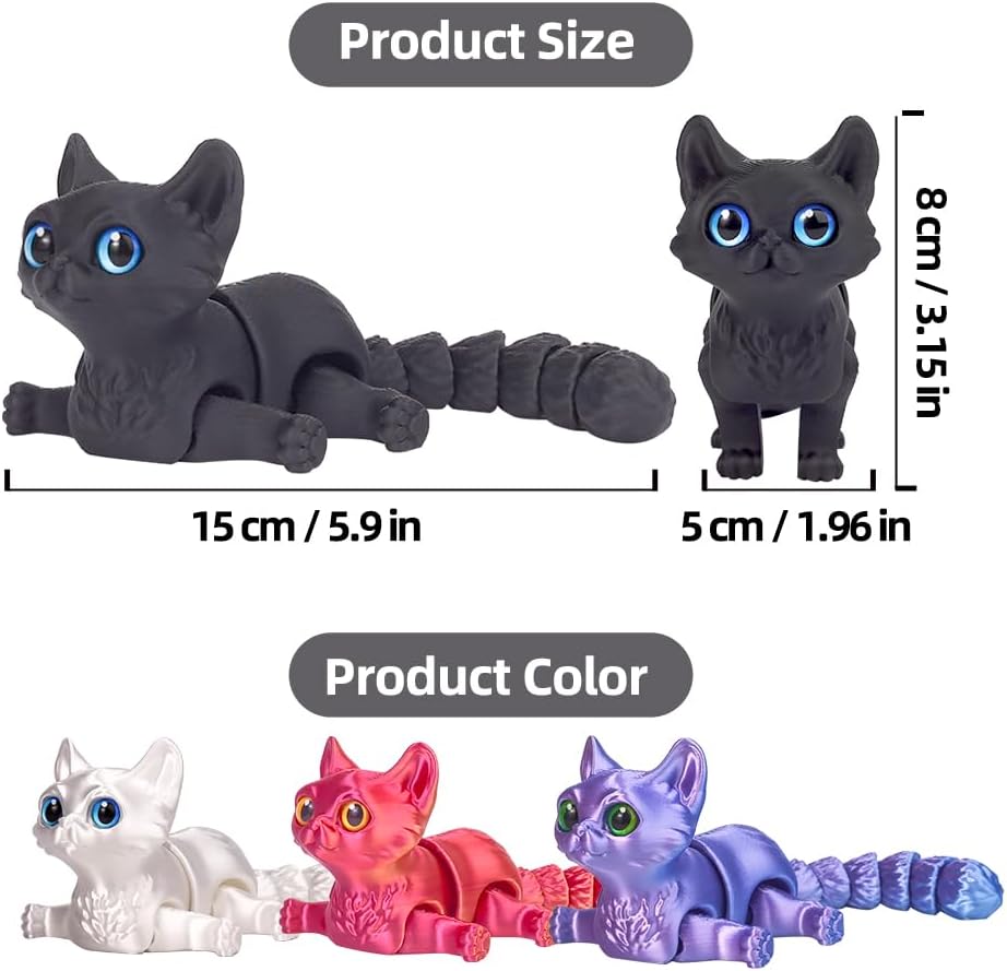 3D Printed Cat Animals Fidget Toys Decor for Stress Relief Desktop Decoration Basket Stuffers Gift for Kids