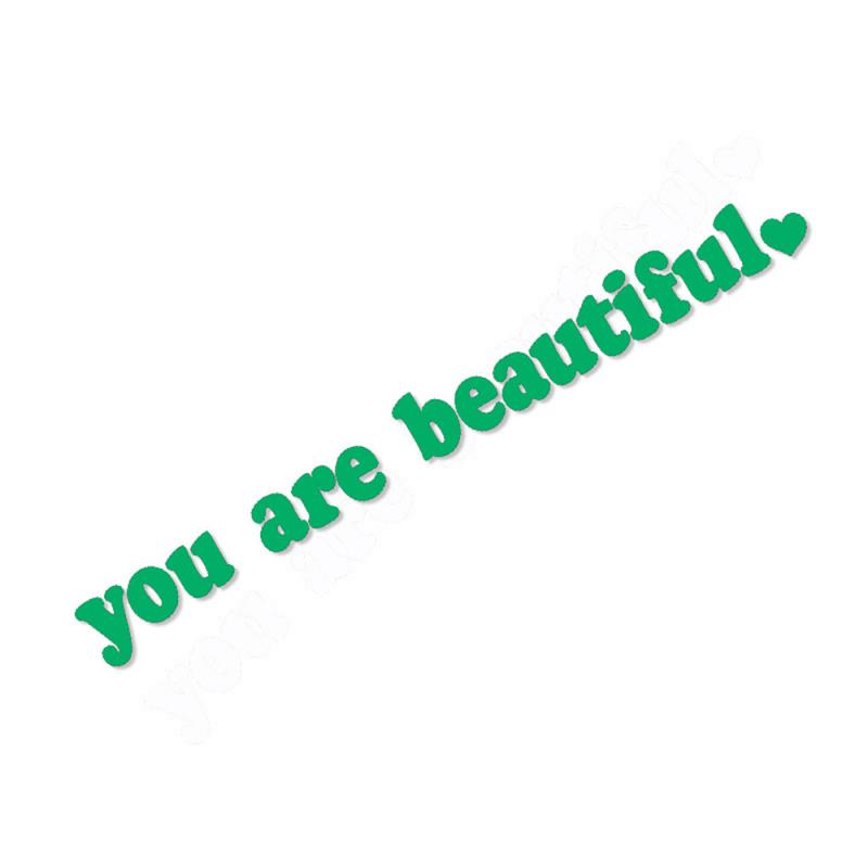 Car Rearview Mirror Stickers Creative PVC Vinyl Akeup Mirror Rearview Mirror You Are Beautiful  Decals Stickers Car Accessories