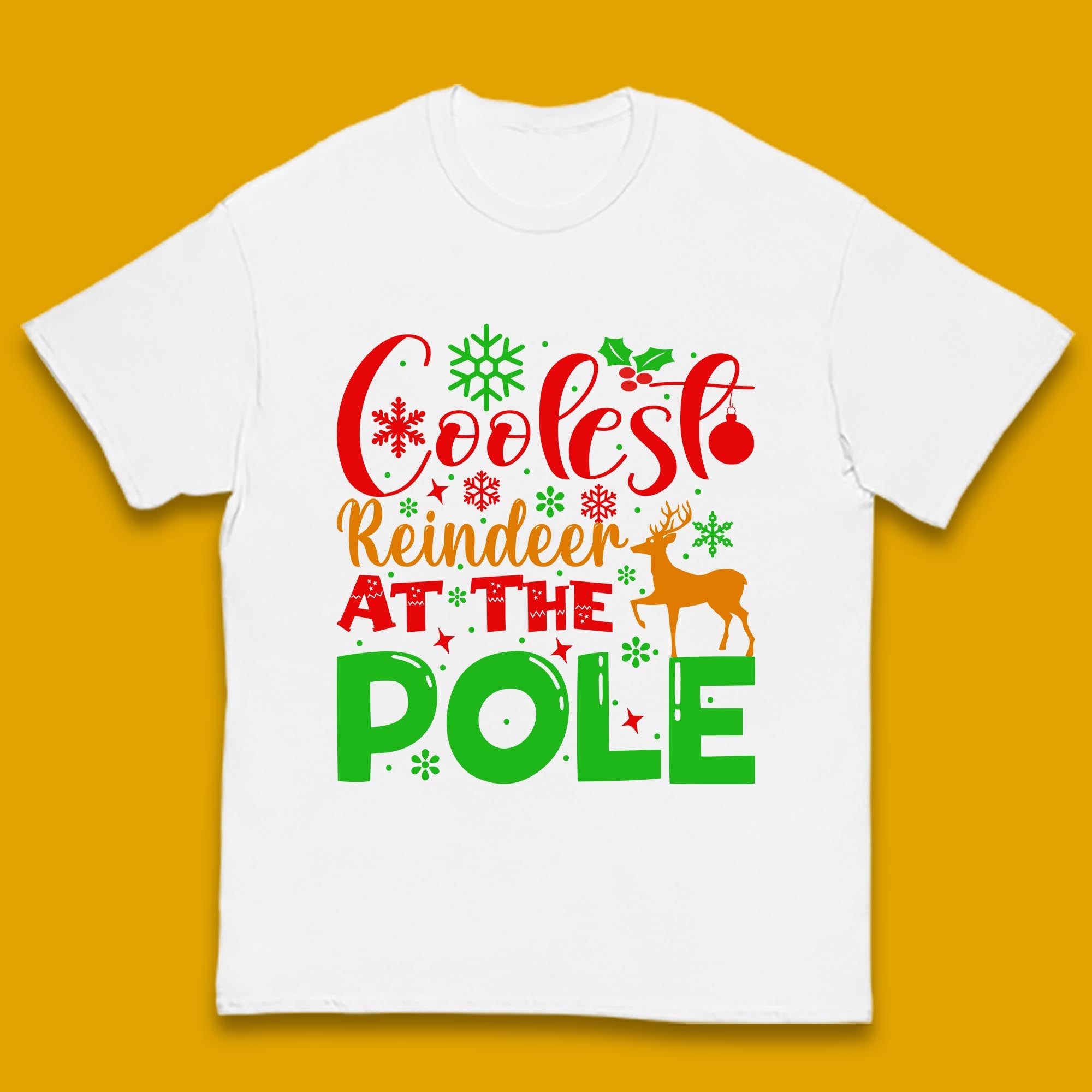 Coolest Reindeer At The Pole Christmas Kids T Shirt 150