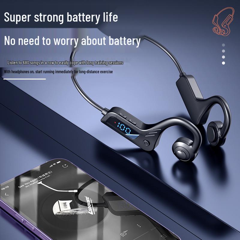 X7 Wireless Bone Conduction Sports Headphones with Bluetooth, Waterproof, Card-Insertion, and Digital Display.