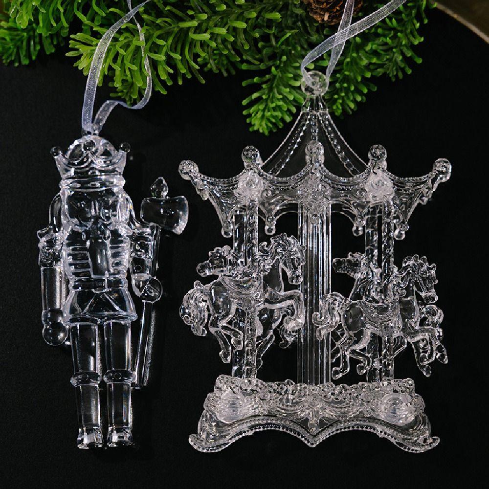 Transparent Acrylic Christmas Tree Ornaments Carousel Ballet Girl Pendants  New Year