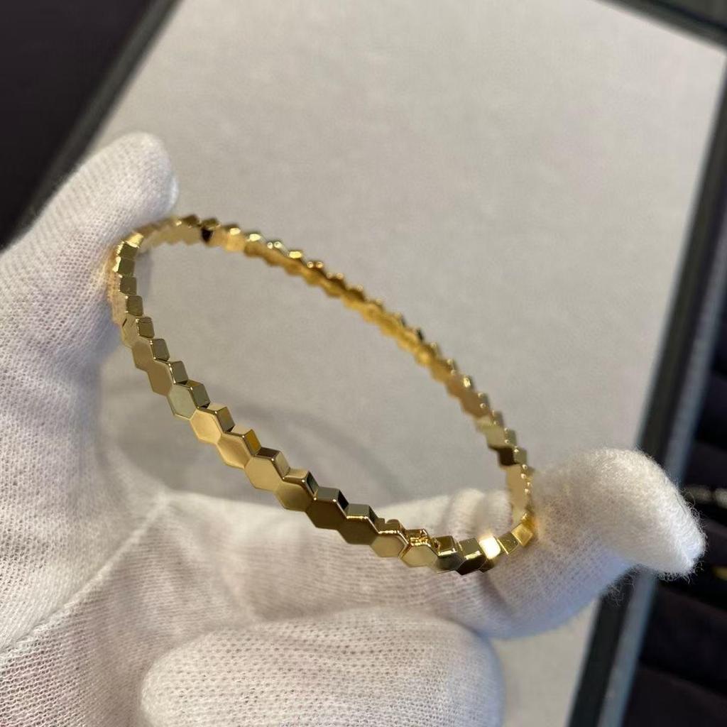 18K Rose Gold Honeycomb Bangle - Women's Luxury Niche Design by Shang&Mei