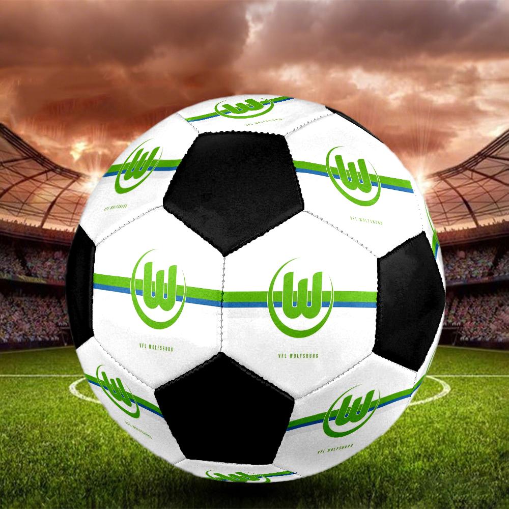 VfL Wolfsburg Indoor Soccer Ball Colorful Machine Stitched PVC Size 5 Team Training Competition Ready Durable High-Bounce Cool Sports Gift