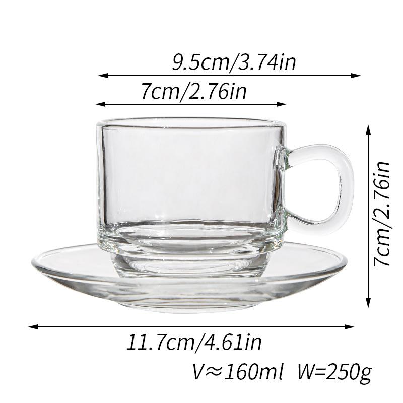 

High value American coffee cup glass saucer design high sense afternoon tea concentrated latte glass 160ml